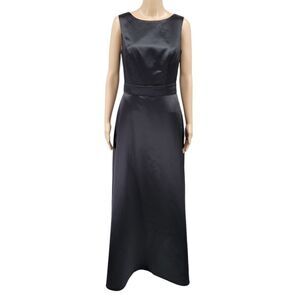 Dressy Collection Vivian Diamond Black Satin Formal Evening Gown Dress Women's